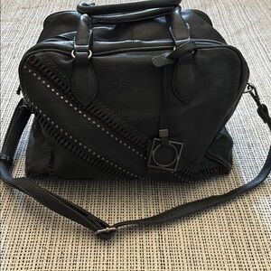 Grey studded Handbag/Duffel with Removable Shoulder Strap